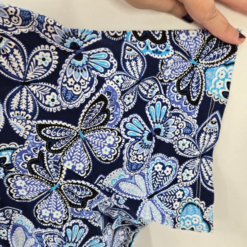 Quacker Factory By Jeanne Bice Blue Butterfly Embellished Rhinestones Top 3x - Picture 5 of 12